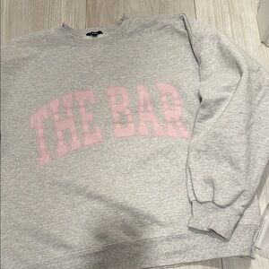 The Bar Gray Sweatshirt with Pink Logo